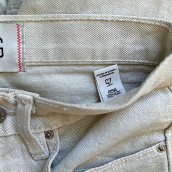 BDG Vintage Feel High Waisted Baggy Jeans Cream 25 - Picture 6 of 9